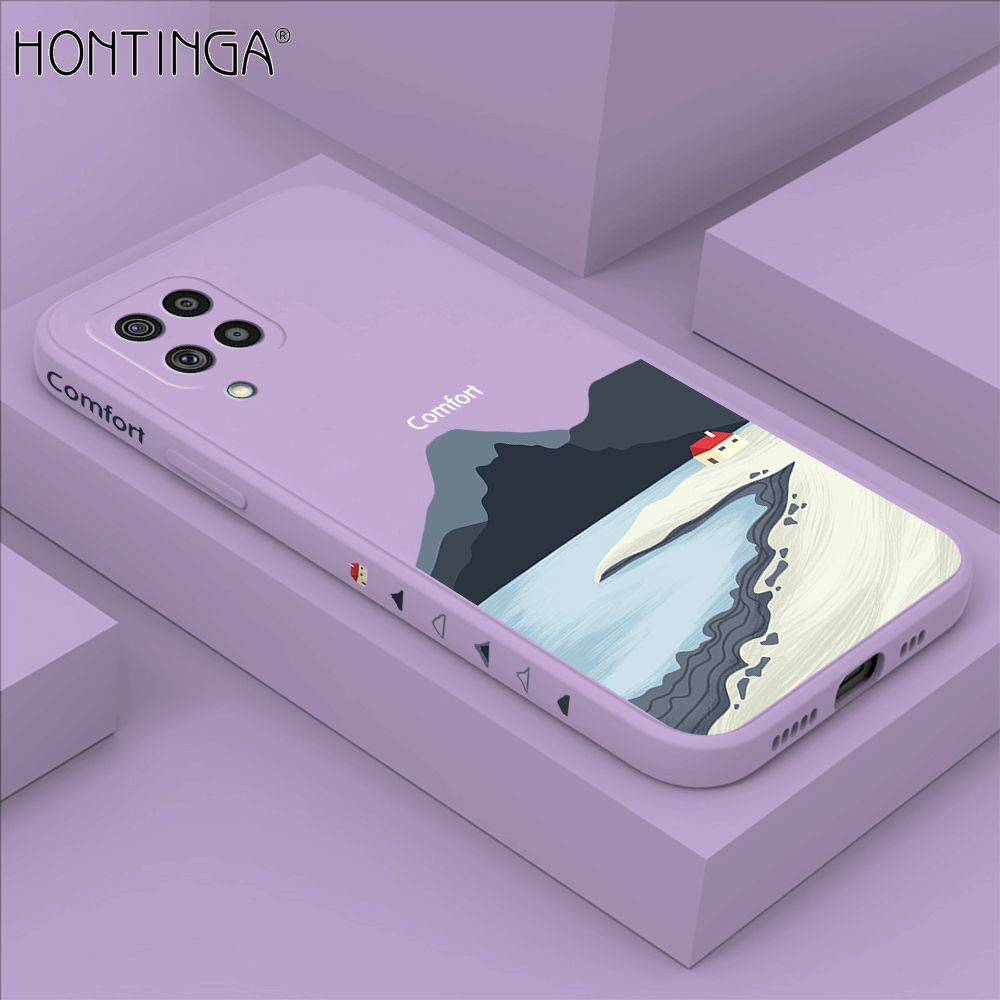 Hontinga for Samsung M62 Case Side Design New Mount Back Cover Soft Square Edge Pattern Liquid Silicone Trend Phone Cases