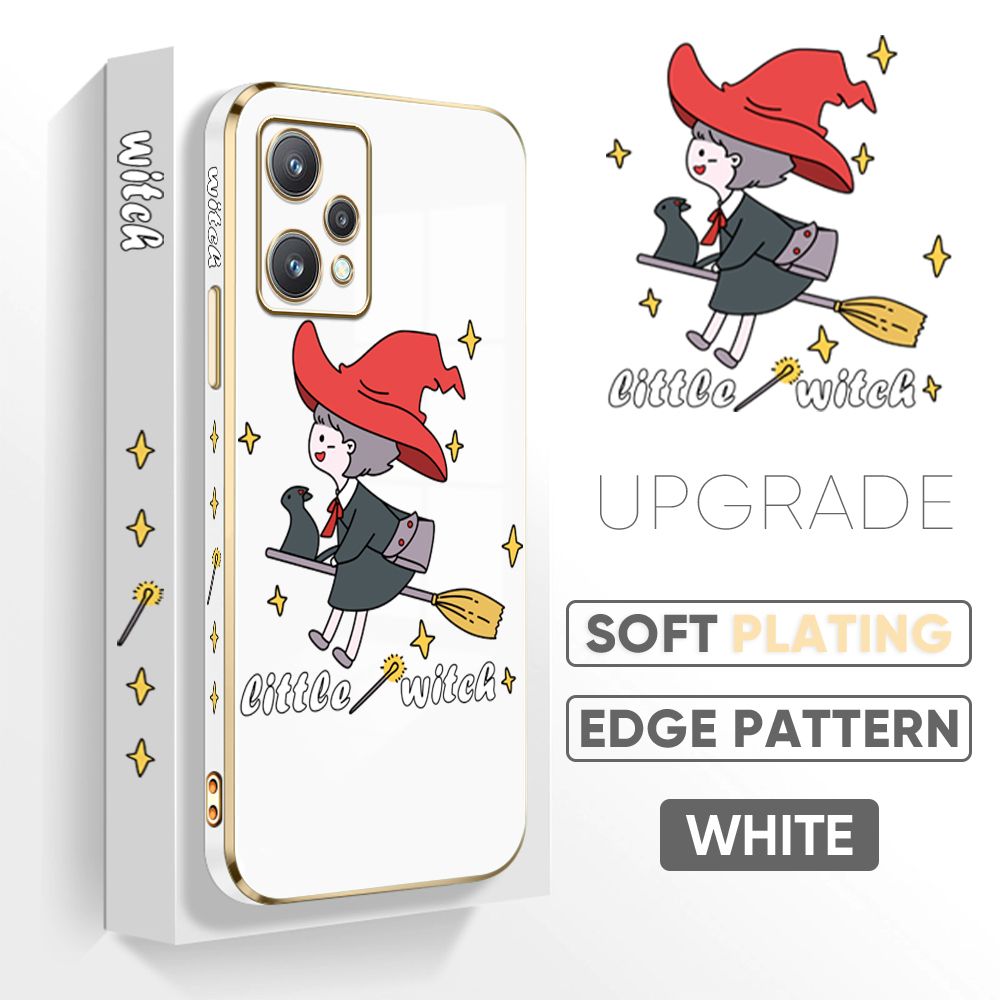TA for Realme 9 Pro / OnePlus Nord CE 2 Lite 5G Back Cover + Free Lanyard Flying Witch for Girls Luxury 6D Plating Case Side Pattern Soft Silicone Square Phone Cases