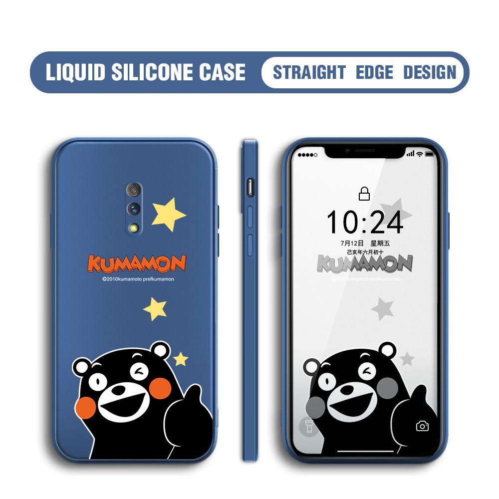 BILI for Realme X / OPPO K3 Back Cover Black Bear Multicolor Liquid Silicone Phone Case Soft Square Lens Protection Phone Cases