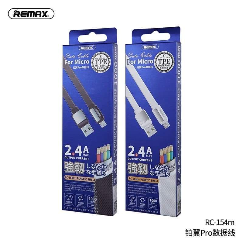 REMAX RC-154m Platinum Pro Data Cable Micro USB 2.4A Cable Upgraded Version RC-044 TPE Durable Material Thin Flat