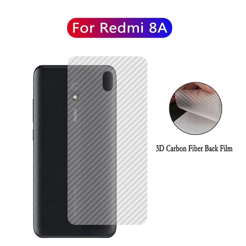 For Xiaomi Redmi 8A Transparent 3D Carbon Fiber Back Skin Rear Screen Guard Protector Sticker
