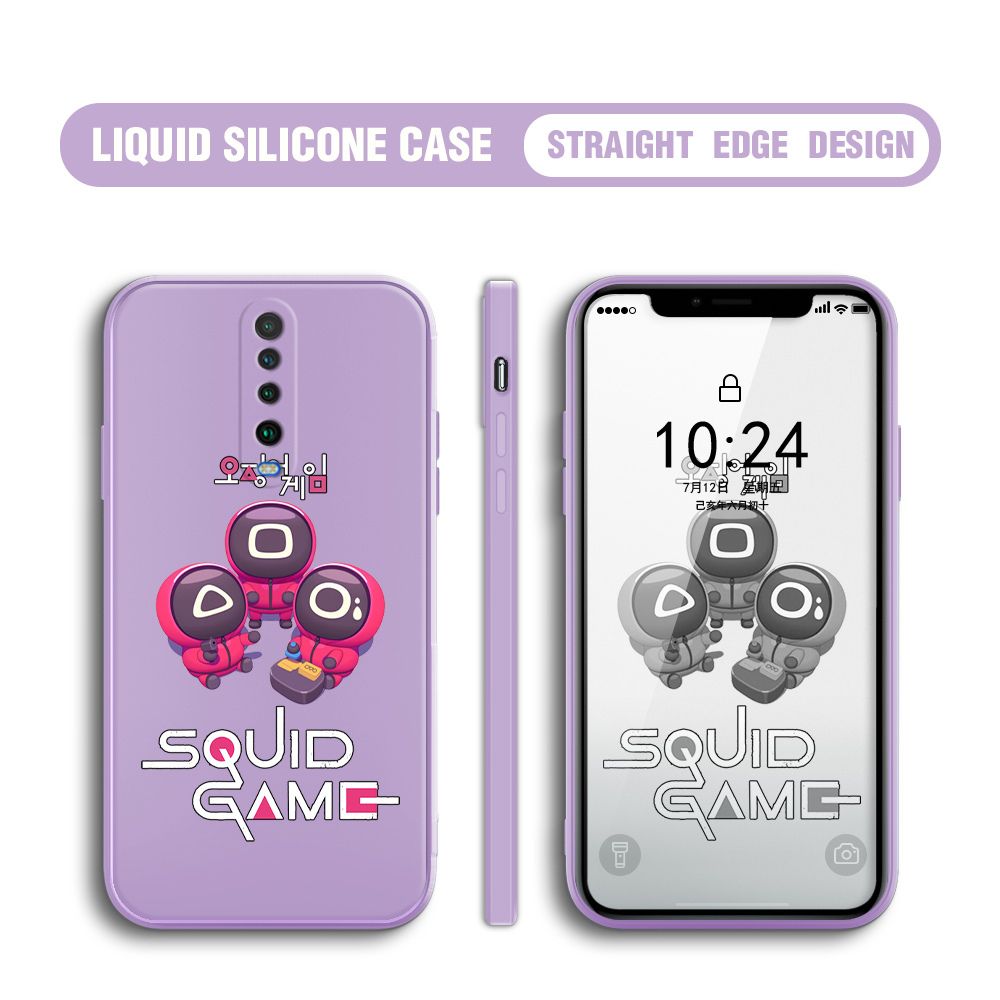 UCUC for Xiaomi Poco X2 Case Cute Cartoon Cute Squid Character Phone Cover Square Liquid Silicone Shockproof Phone Protective Case