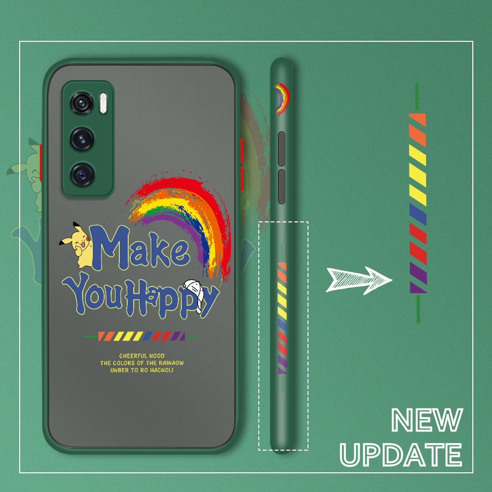 UCUC for Vivo V20 SE Back Cover Rainbow Pikachu Side Printed Design Phone Case Ultra Thin Frosted Cover Shockproof Phone Cover