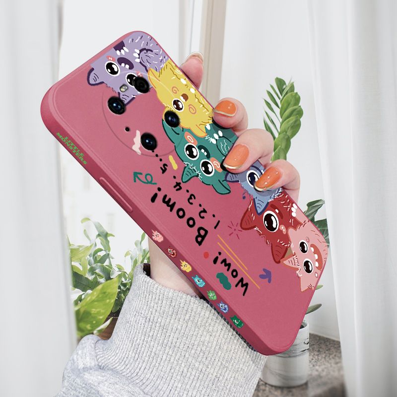 AMORVOR for Huawei Mate 40 Pro Back Cover Cute Cartoon Monsters Side design Soft Case Liquid Silicone Phone Cases