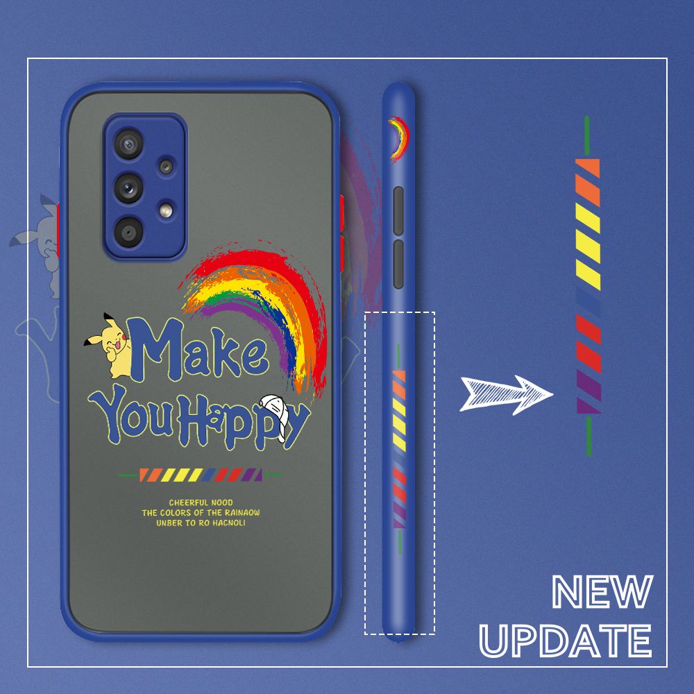 UCUC for Samsung Galaxy A52 / A52 5G / A52S 5G Back Cover Rainbow Pikachu Side Printed Design Phone Case Ultra Thin Frosted Cover Shockproof Phone Cover