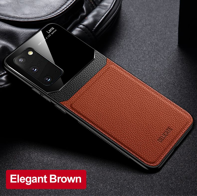 iCaseCover for Samsung Galaxy S20 S20 Plus S20 Ultra Soft Case Hybrid TPU Leather Tempered Glass Shockproof Back Cover