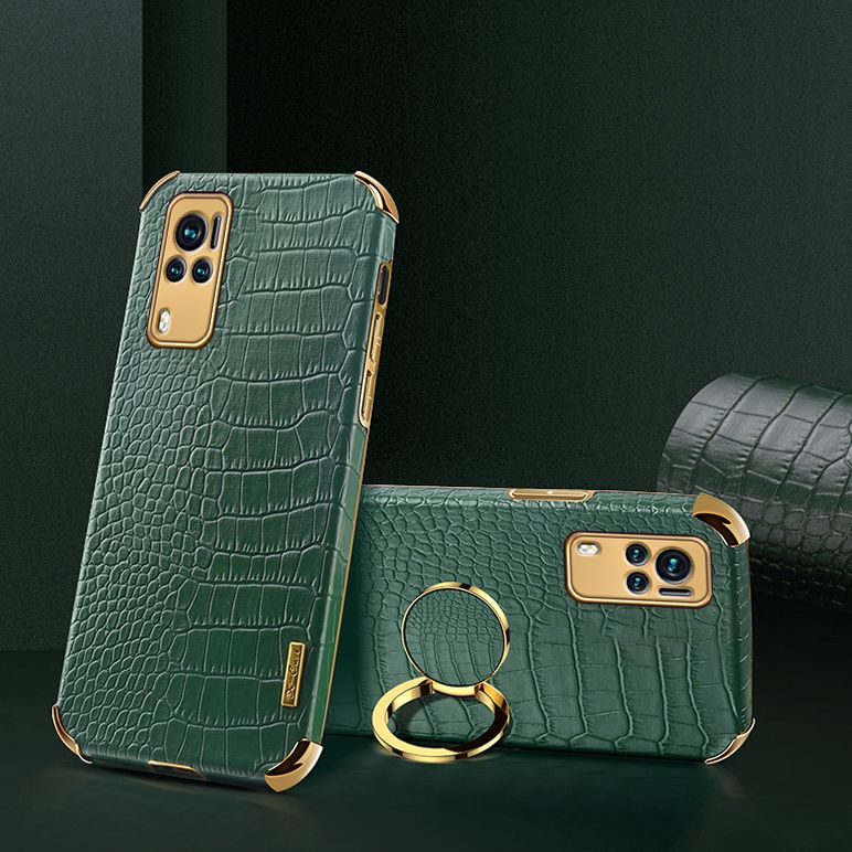 Case for Vivo X60 Crocodile Pattern 360 Degree Rotating Ring Protective Cover Compatible with Magnetic Car