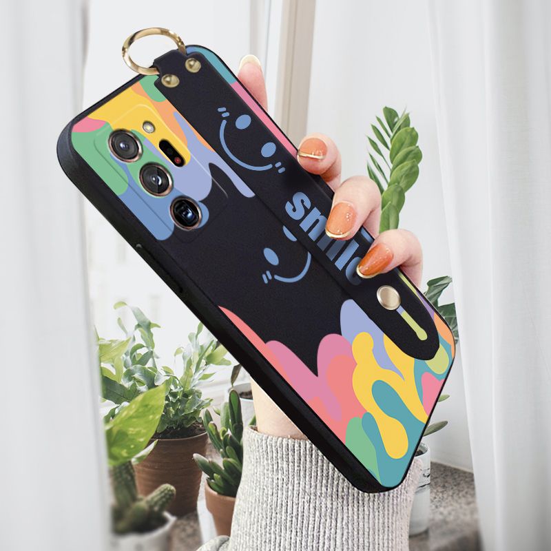 Jizetin for Samsung Galaxy Note 20 Ultra Wrist Strap Case Soft Candy Color Splash Ink Cover Ultra Thin Anti Fall Liquid Silicone Phone Case