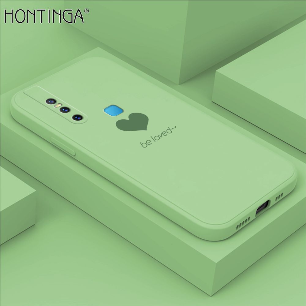 Hontinga for Vivo V15 Case Simple Lover Heart Pattern Back Cover Soft Square Edge Liquid Silicone Phone Cases