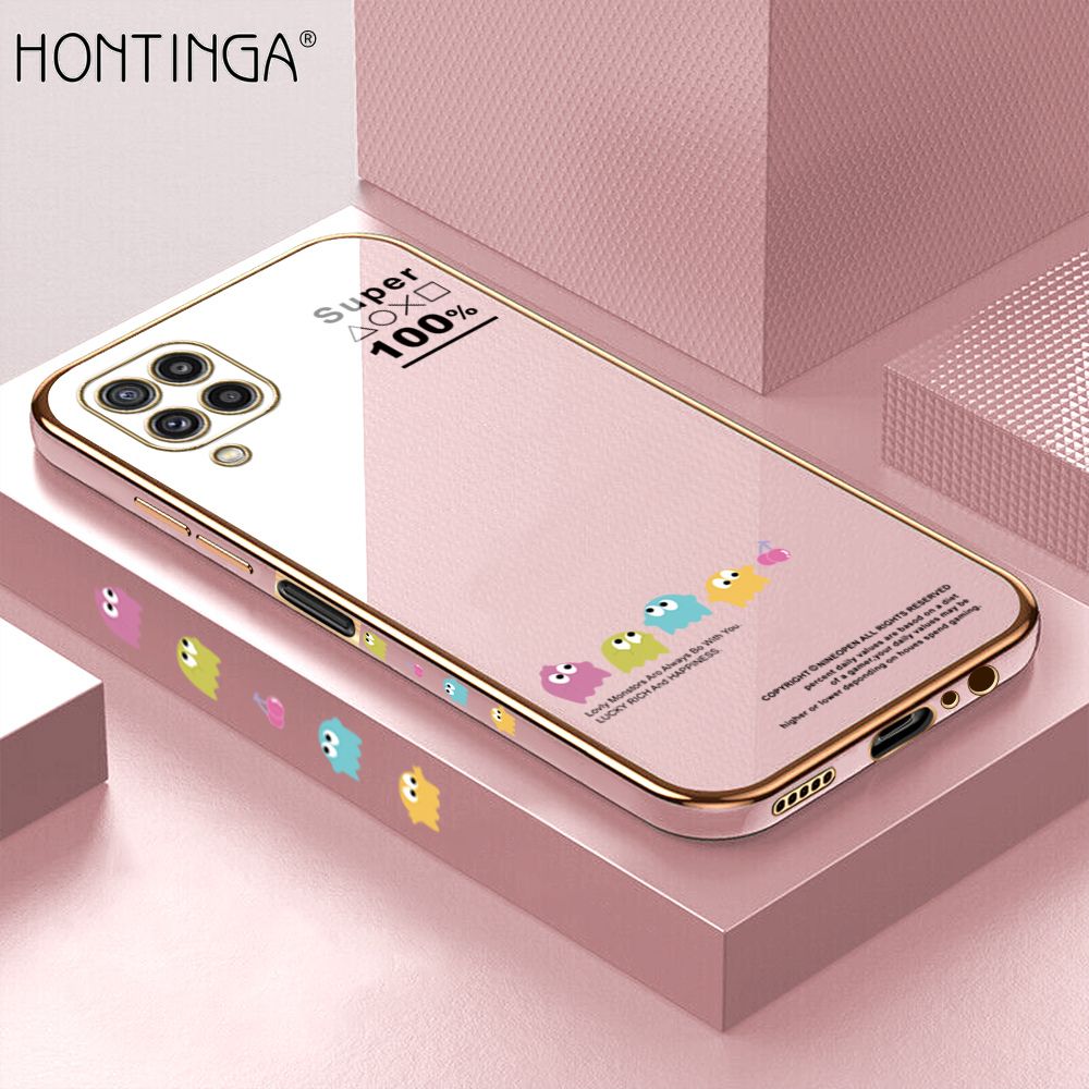 Hontinga for Samsung M32 Back Cover Luxury 6D Plating Cute Game Mobs Side Pattern Case Soft Silicone Square Phone Cases