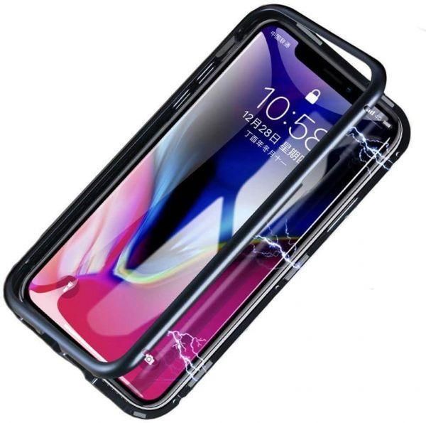 Realme 3 Pro Ultra Slim Magnet Tempered Glass Protective Case with Metal Frame [Magnetic Adsorption]