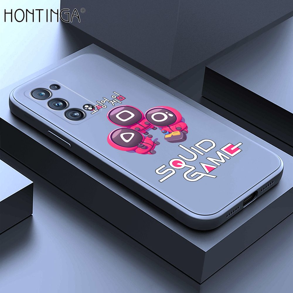Hontinga for OPPO Reno6 Pro 5G Case Cute Cartoon Cute Squid Character Phone Cover Square Liquid Silicone Shockproof Phone Protective Case