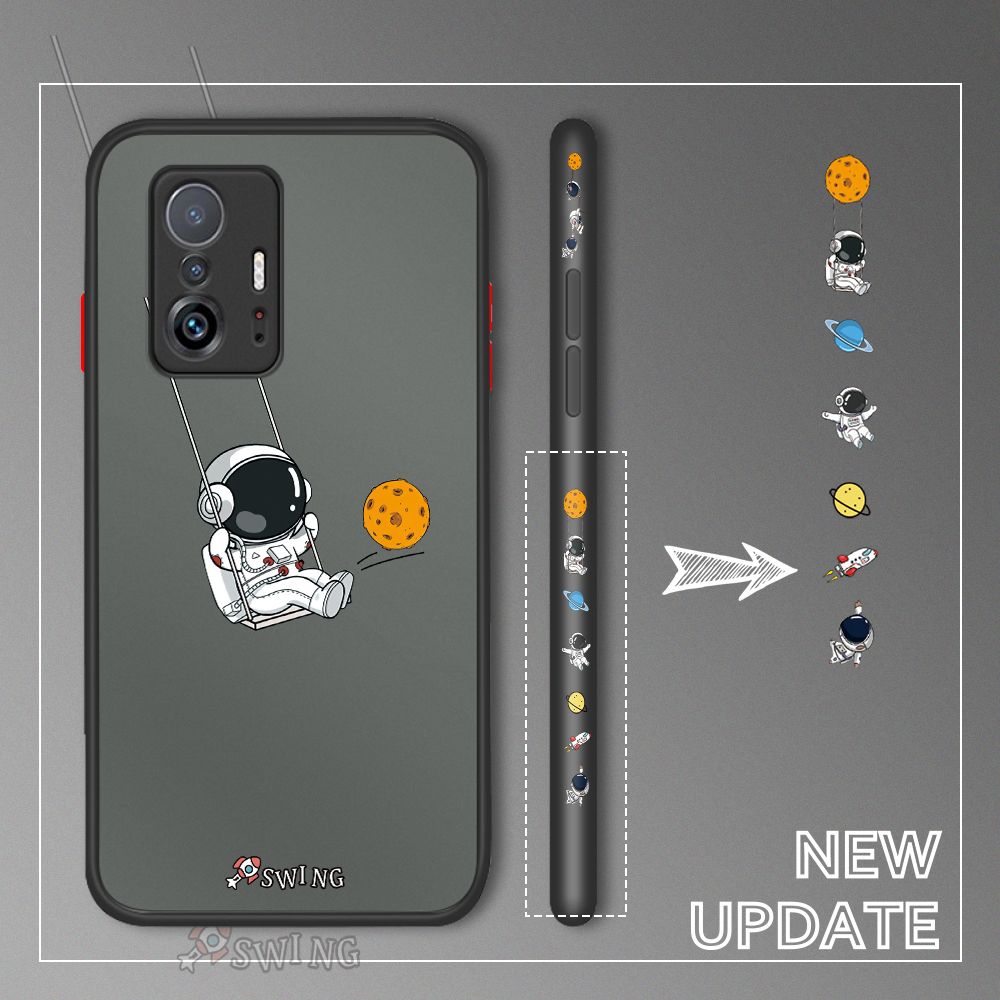 UCUC for Xiaomi 11T / 11T Pro Back Cover Swing Astronaut Side Printed Design Phone Case Ultra Thin Frosted Cover Shockproof Phone Cover