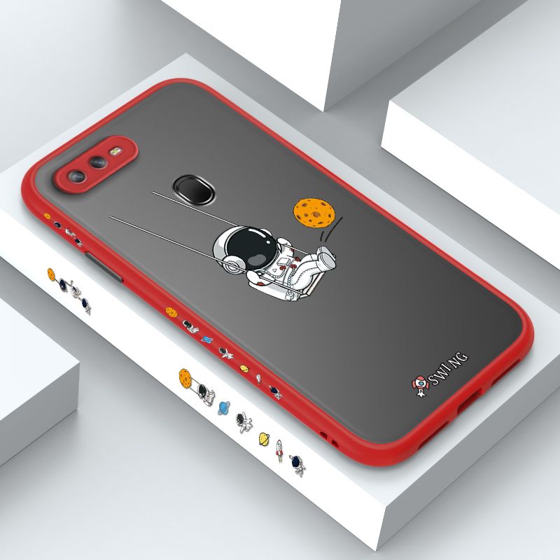 ZeroQiQi for OPPO A12S Case Astronaut Swinging Side Printing Cover Frosted Ultra Thin Protective Anti Fall Phone Case