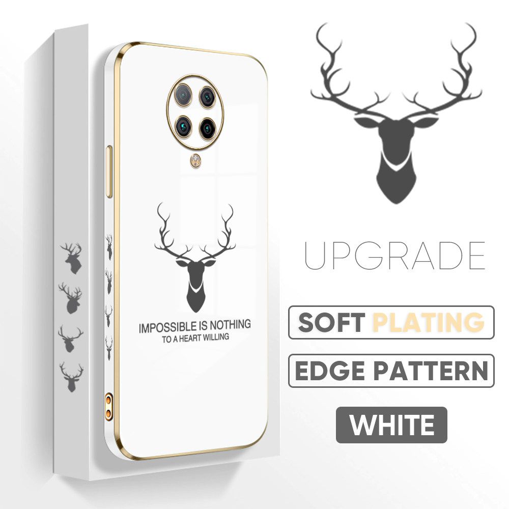 TA for Redmi K30 Pro / Xiaomi Poco F2 Pro / Pocophone F2 Pro Back Cover + Free Lanyard Simple Antlers Luxury 6D Plating Case Side Pattern Soft Silicone Square Phone Cases