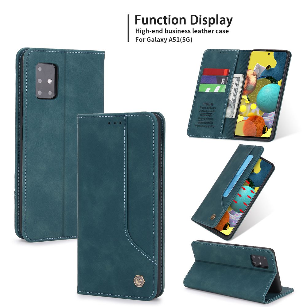 For Samsung Galaxy A51 5G Premium Retro Leather Magnetic Card Holder Case Shockproof TPU Inner Flip Stand Cover
