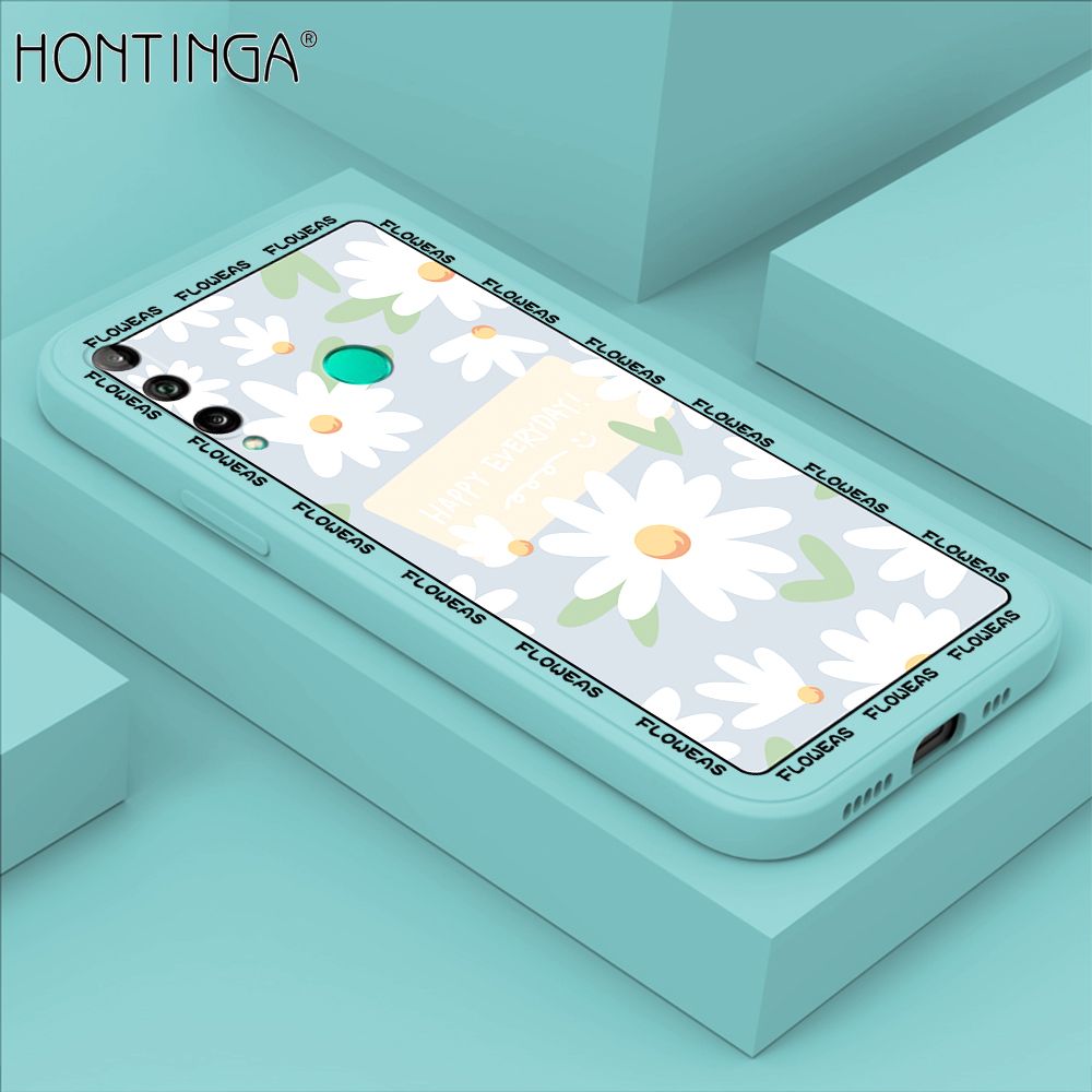 Hontinga for Huawei Y7P / P40 Lite E Case Beautiful Daisy Flower Phone Case Phone Case Soft Square Edge Silicone Cases Full Lens Cover Shockproof Protection Cover