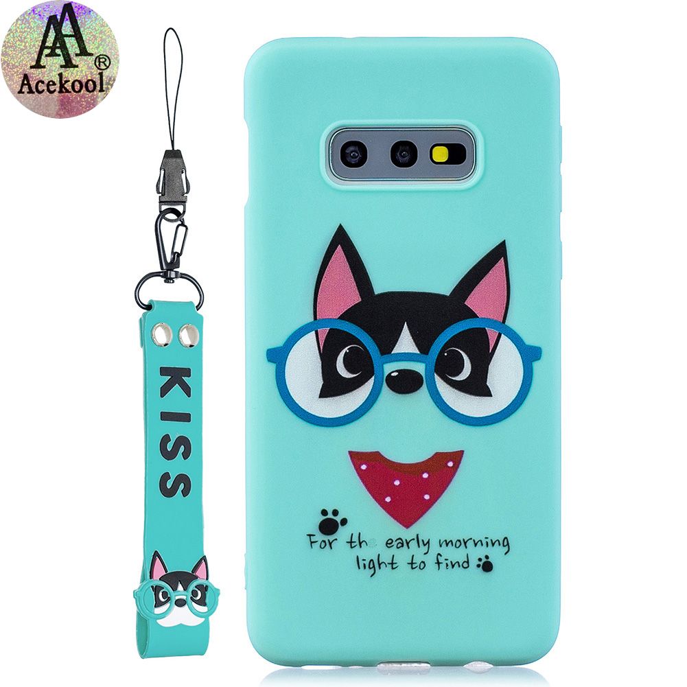 Yfashion kool for  S10 Cartoon Lovely Coloured Painted Soft PU Back Cover Non-slip Shockproof Full Protective Case with Lanyard