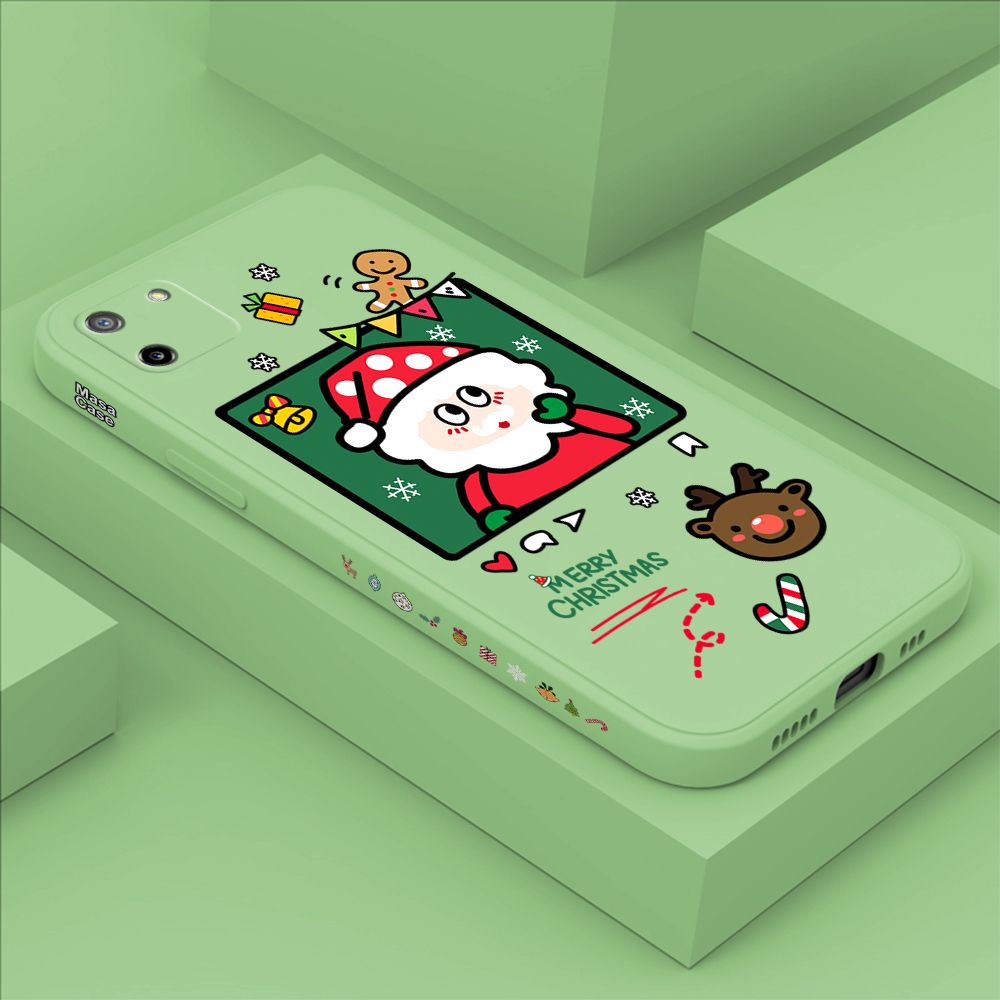 ZeroQiQi for Realme C11 Case Santa Claus Christmas Gifts Side Printing Cases Soft Liquid Silicone Phone Cover