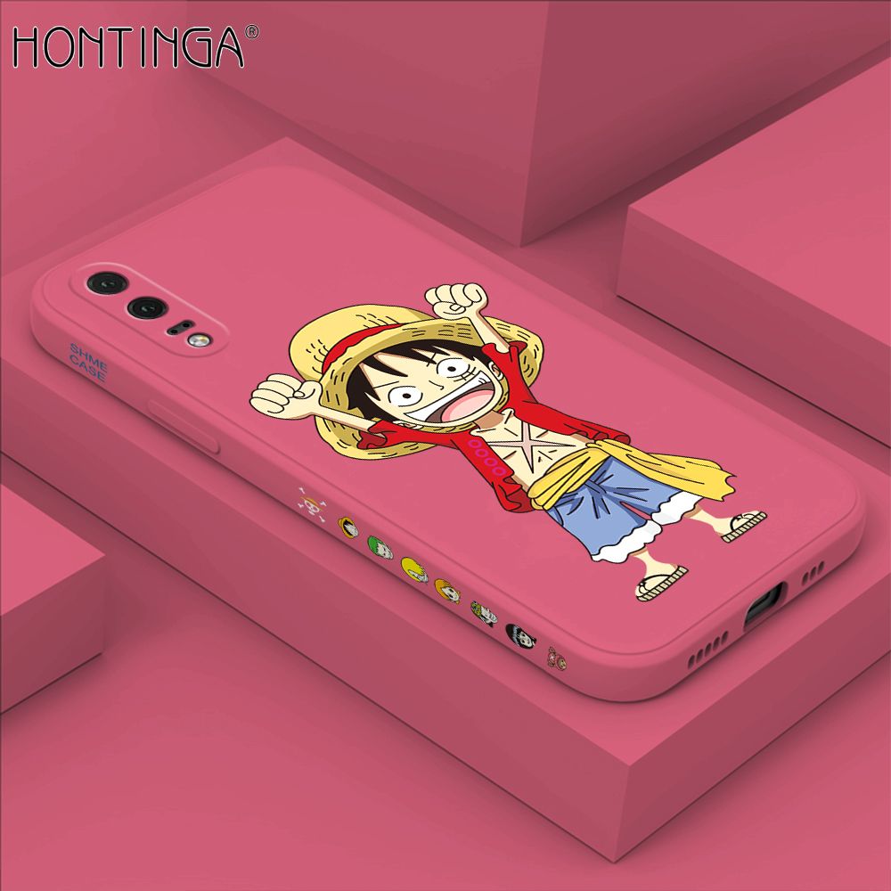 Hontinga for Huawei P20 Case Side Design Anime Cartoon Luffy Back Cover Soft Square Edge Pattern Liquid Silicone Trend Phone Cases