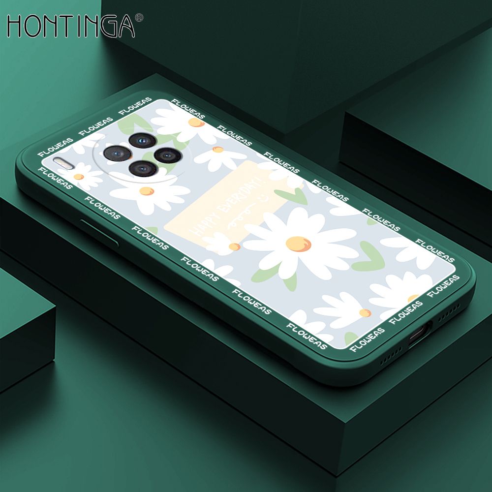 Hontinga for Huawei Nova 8I Case Beautiful Daisy Flower Phone Case Phone Case Soft Square Edge Silicone Cases Full Lens Cover Shockproof Protection Cover