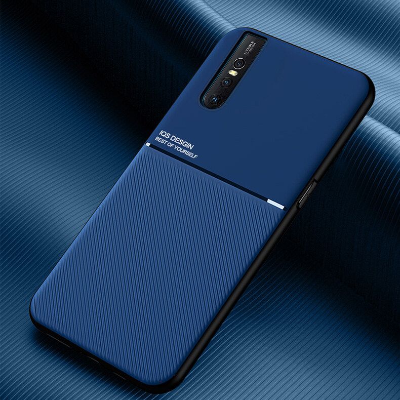 For Vivo X27 Fashionable New Style Moire Embedded Iron Plate Ring-free Bracket Phone Case (Compatible with Magnetic Car)