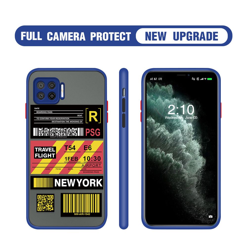 Hontinga for OPPO A73 2020 Case Creative Flight Ticket Cover Camera Shockproof Protection Case Edge Frosted Transparent Phone Cover