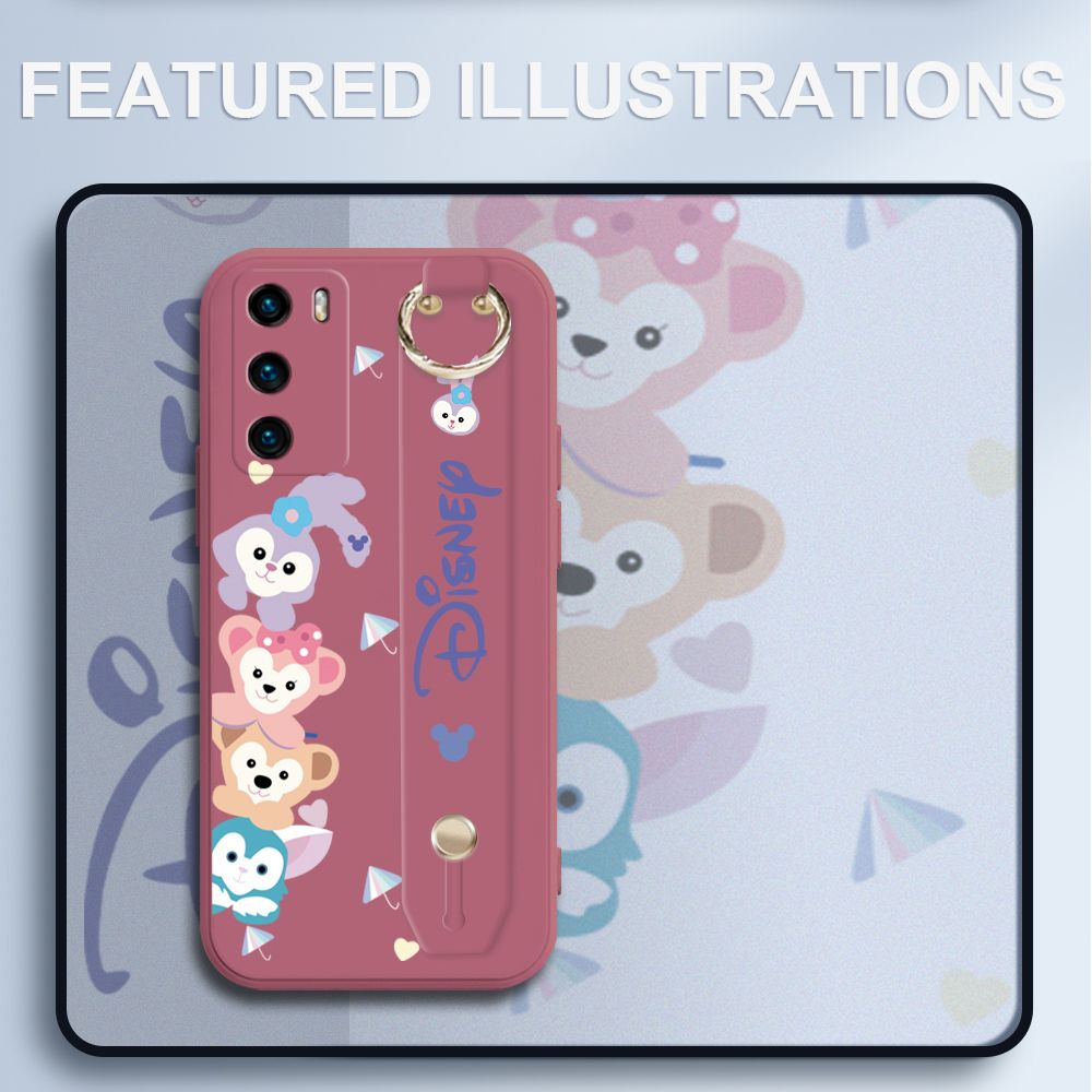UCUC for Huawei P40 Wrist Strap Case Creative Cartoon Cute Bunny Cover Ultra Thin Anti Fall Liquid Silicone Phone Case