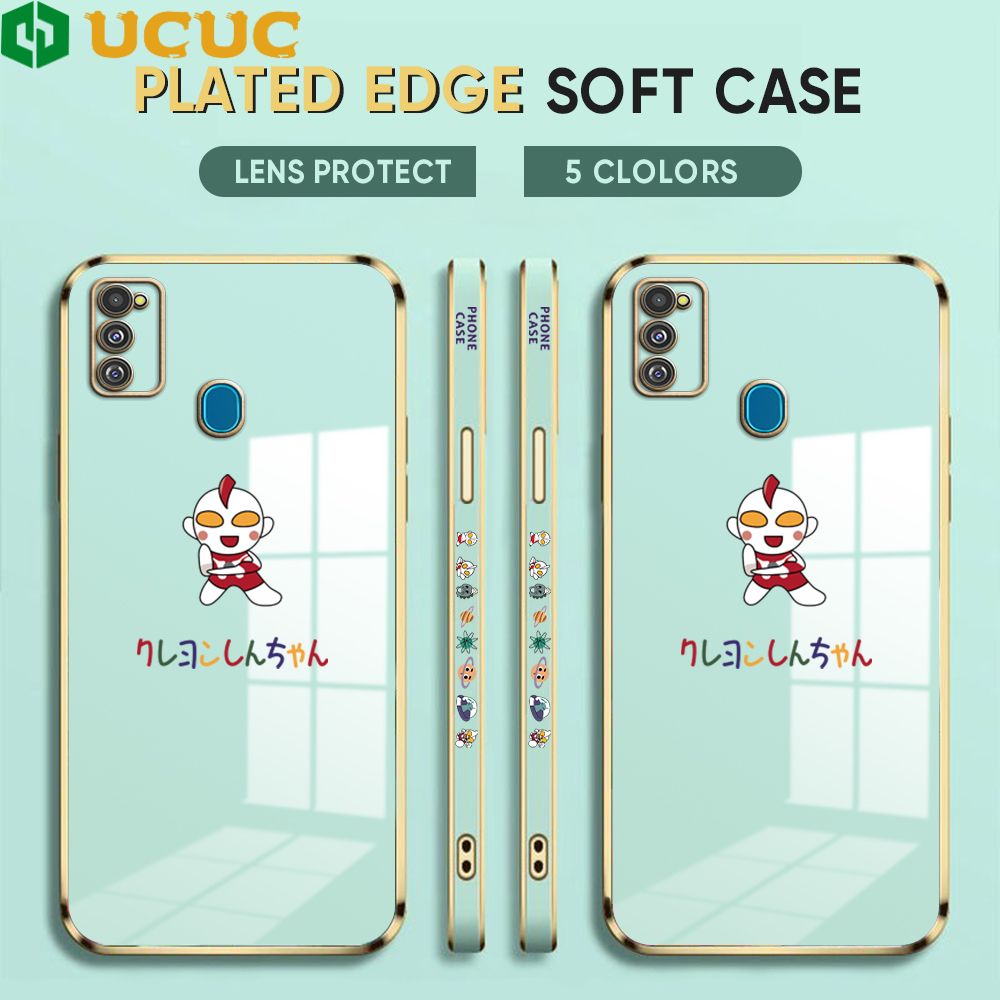 UCUC for Samsung Galaxy M21 M30S Back Cover + Free Lanyard Altman Luxury 6D Plating Case Side Pattern Soft Silicone Square Phone Cases