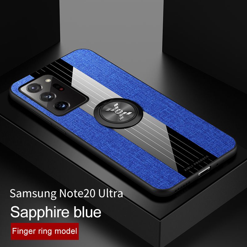 icasecover for Samsung Galaxy Note 20 Ultra Hard Case Hybrid Shockproof Fabric Silicone Splicing Color Car Magnetic Ring Buckle Back Cover