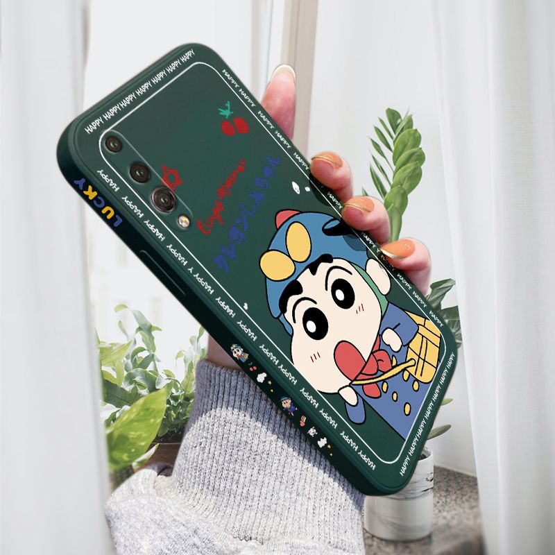AMORVOR for Huawei P20 Pro Back Cover Cartoon Shin-chan Action Kamen Side design Soft Case Liquid Silicone Phone Cases