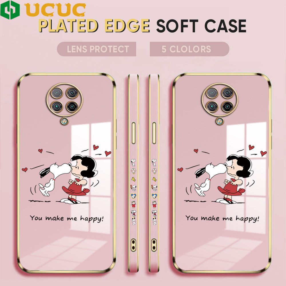UCUC for Redmi K30 Pro / Xiaomi Poco F2 Pro / Pocophone F2 Pro / K30 Pro ZooM Back Cover + Free Lanyard Happy Puppy Luxury 6D Plating Case Side Pattern Soft Silicone Square Phone Cases