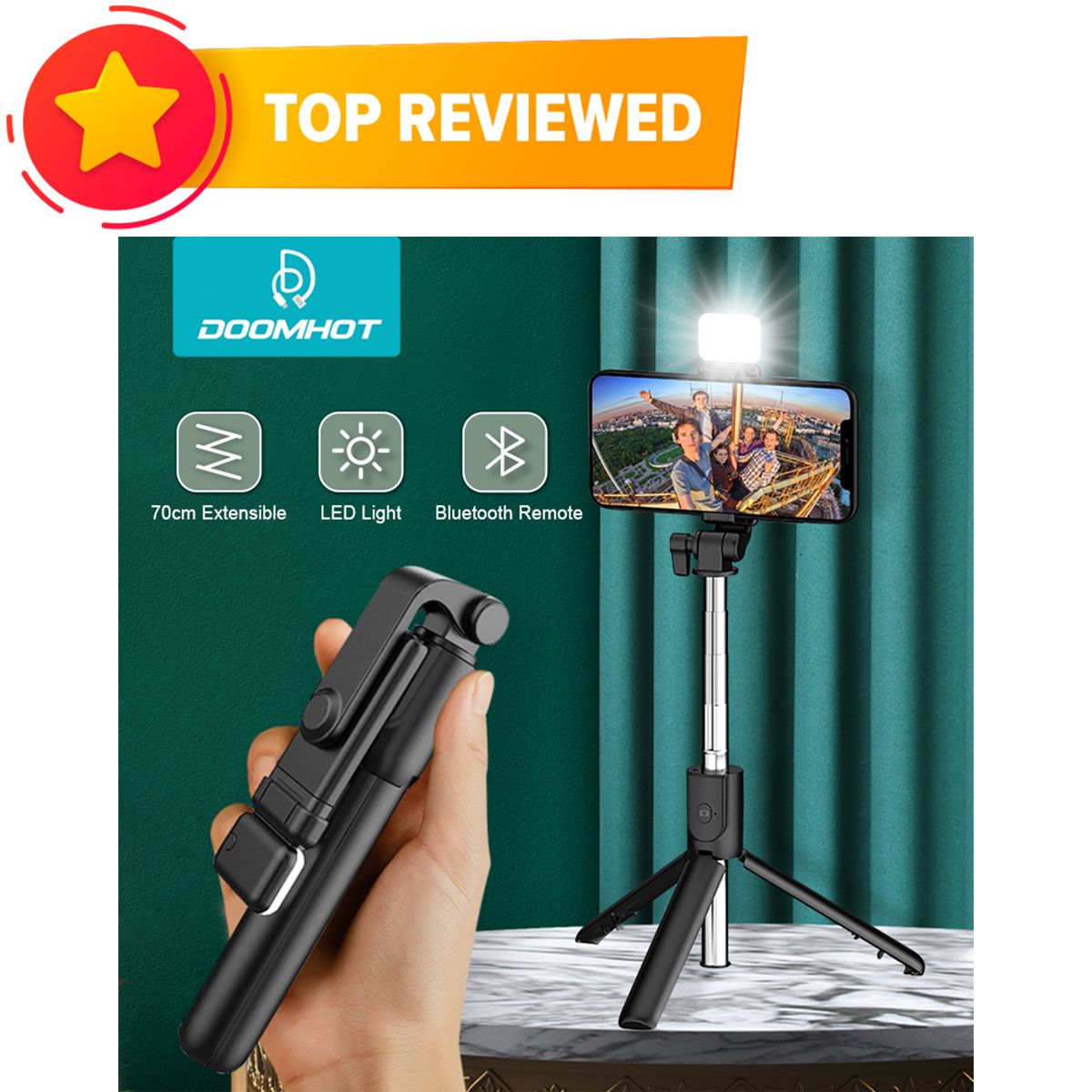 K07 Flexible Selfie Stick Tripod Stand Bluetooth Remote Control For Phone Camera - Selfie Stick