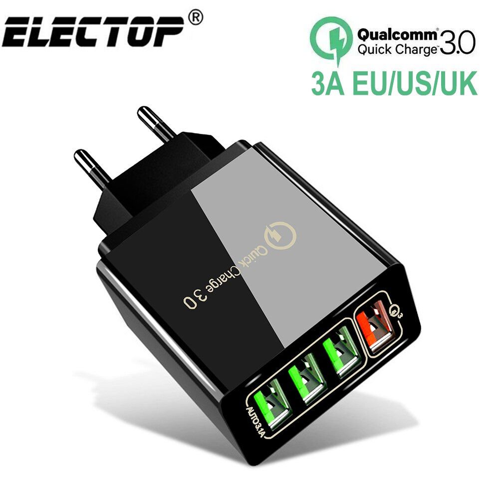 Electop Quick Charger 3.0 QC USB Type C Charger For Iphone 11 12 Samsung S9 Huawei Fast Charge 4-Port Usb Charger For Xiaomi 10