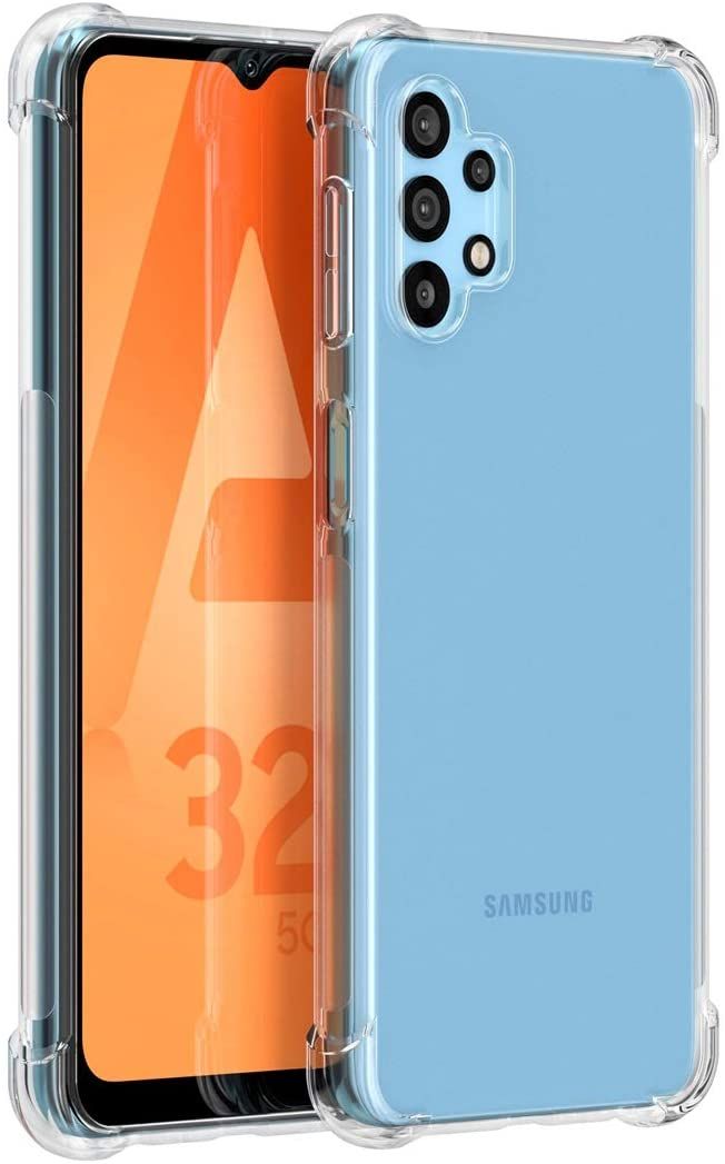 For Samsung Galaxy A32 5G Transparent Soft Gel TPU Reinforced Corners Cushion Bumper Shockproof Drop Protection Case Cover