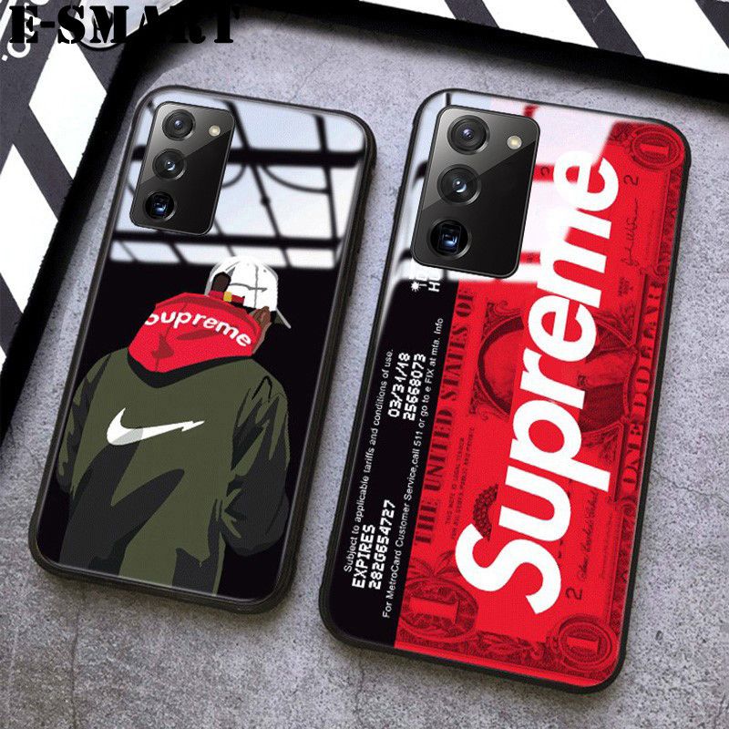 Supreme Phone Case Samsung Galaxy Note 20 Back Cover Tempered Glass Protector Mirror Cases SUP Superme Supreme Design Samsung Galaxy Note20 Case