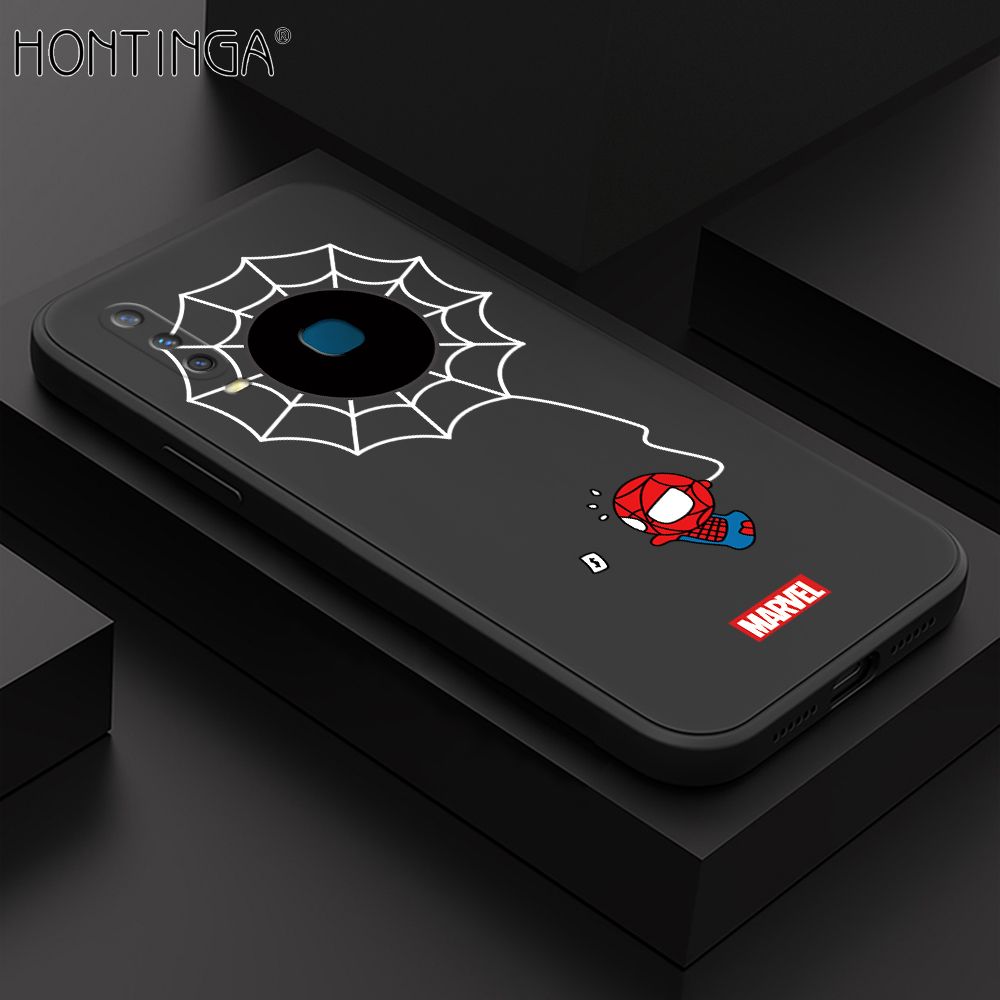 Hontinga for Vivo Y17 / Y15 / Y12 Back Cover Cartoon Spiderman Design Soft Phone Case Square Edge Liquid Silicone Cases