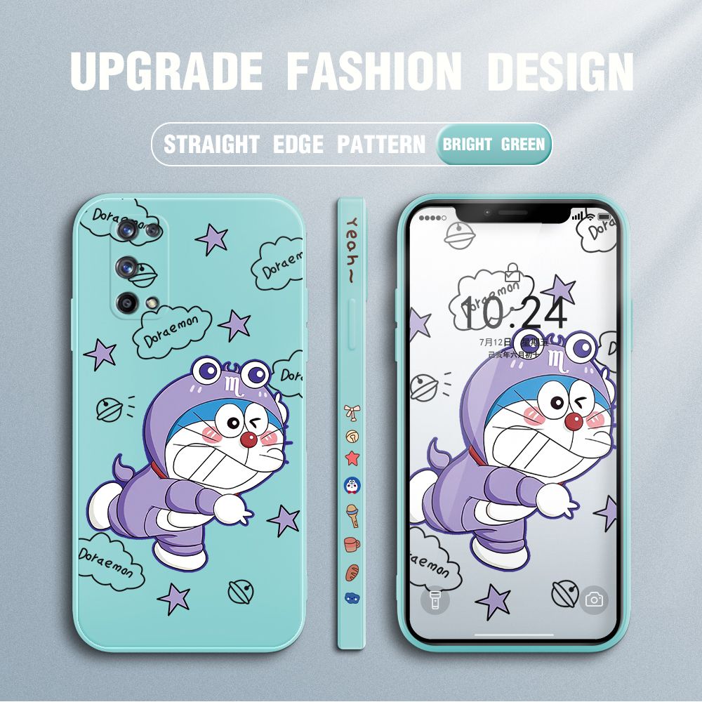 Jizetin for Realme X7 Pro / X7 Pro 5G Case Cute Cartoon Purple Doraemon Anime Side Design Phone Case Ultra Soft Edge Pattern Liquid Silicone Phone Cases