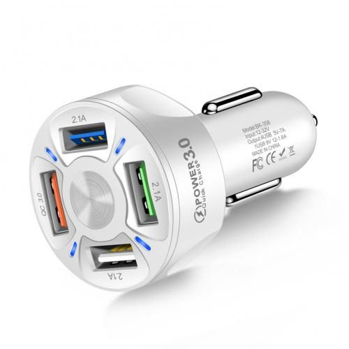 Car Chargers Mini Portable 4 USB Ports LED display QC3.0 Fast Stable Charging Car Quick Charger Adapter For IOS Android