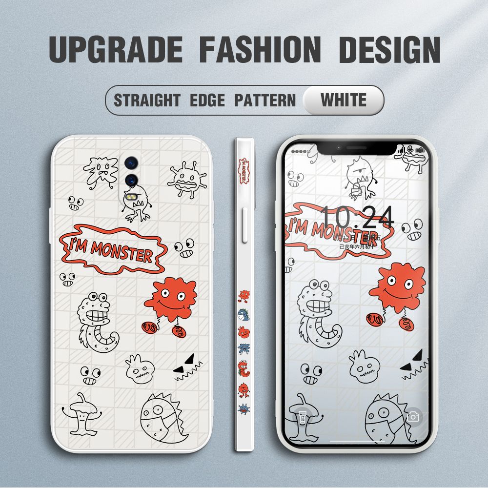 Jizetin for OPPO R17 Case Side Design Phone Cover Printed Text “I Am Monster ” Cover Square Edge Pattern Liquid Silicone Trend Case