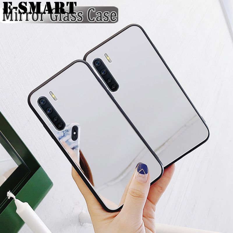 Phone Back Cover For OPPO A91 Luxury Plating Clear View Mirror Soft Phone Case for OPPO A91 Cosmetic Mirror Cases