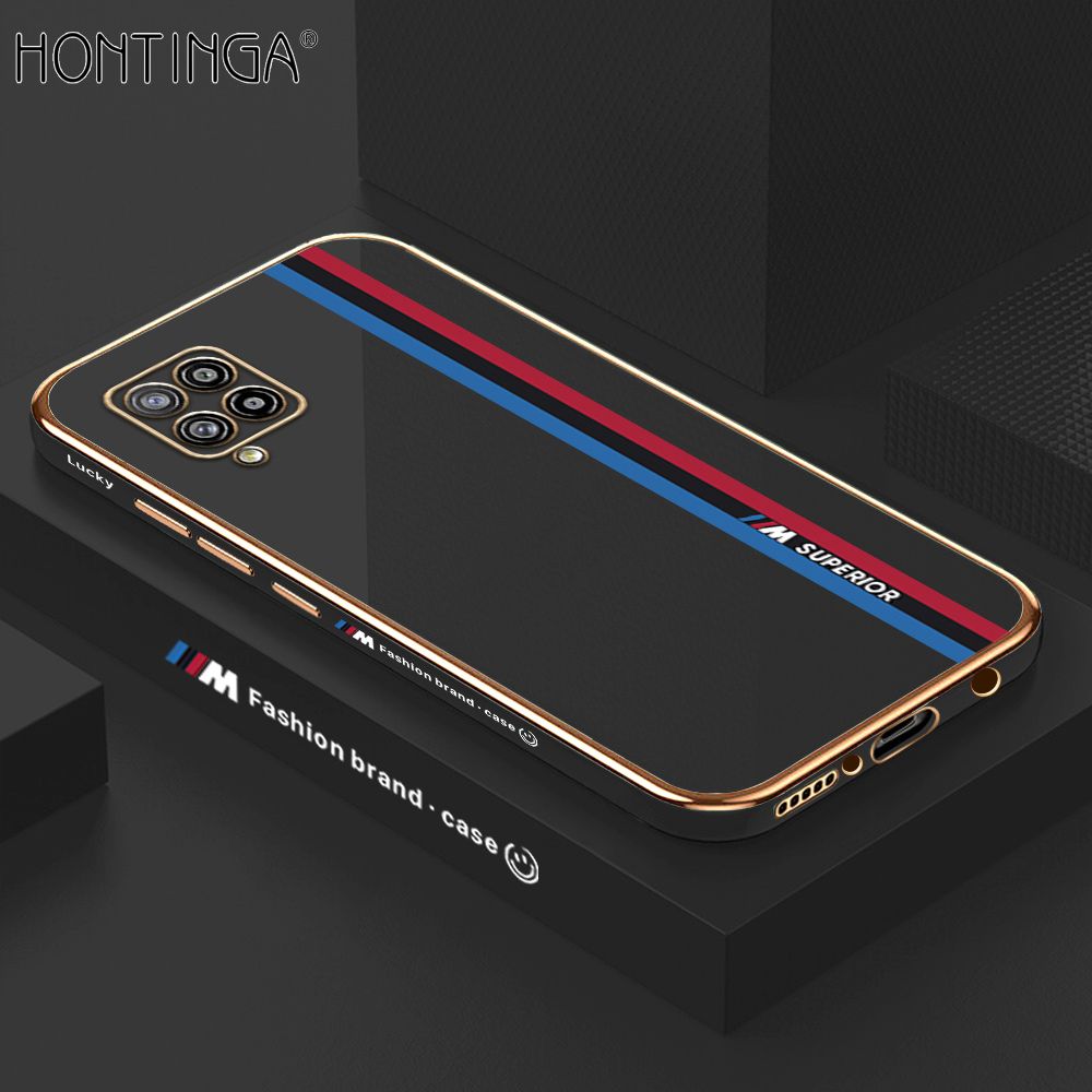 Hontinga for Samsung A42 5G Back Cover Luxury 6D Plating Fashion Racing Side Pattern Soft Case Silicone Square Phone Cases