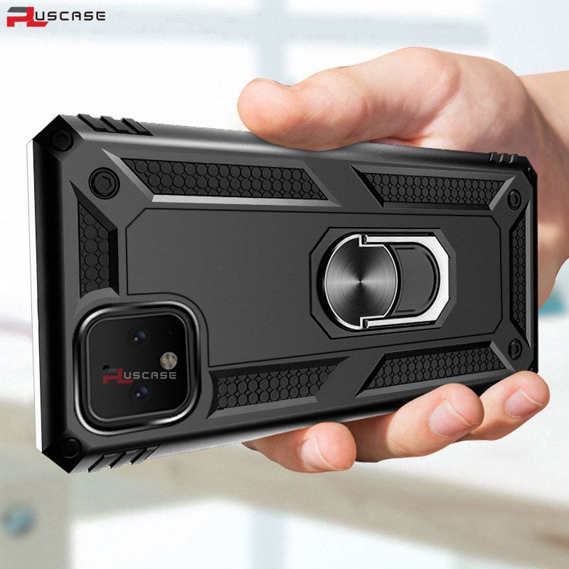 PlusCase for Google Pixel 4 Case Shockproof Stand Finger Ring Hard Back Phone Cover