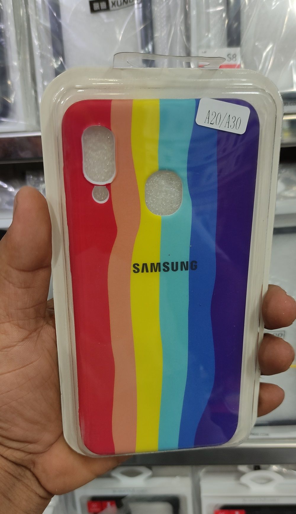 For Samsung Galaxy A30 / Galaxy A20 | Gradient Rainbow Liquid Full Camera Protection Casing Silicone Phone Case Back Cover