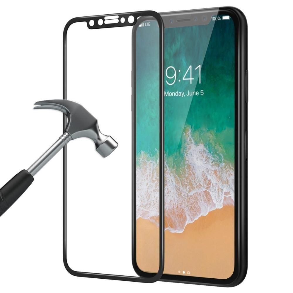 5D Glass Screen Protector for iPhone X /10 - Black