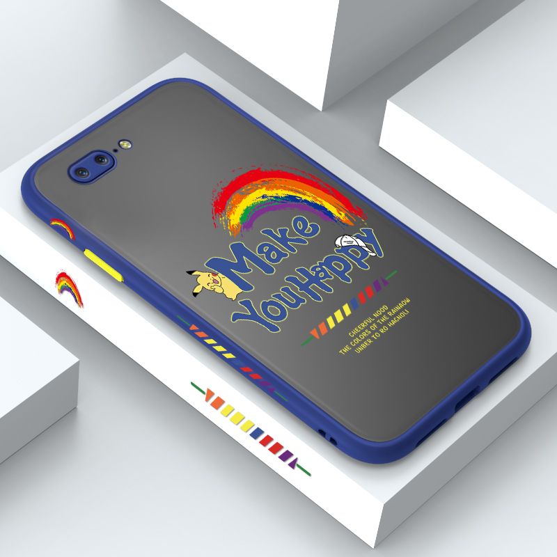 ZeroQiQi for OnePlus 5 Case Creative Cartoon Rainbow Pikachu Side Printing Cover Frosted Ultra Thin Protective Anti Fall Phone Case