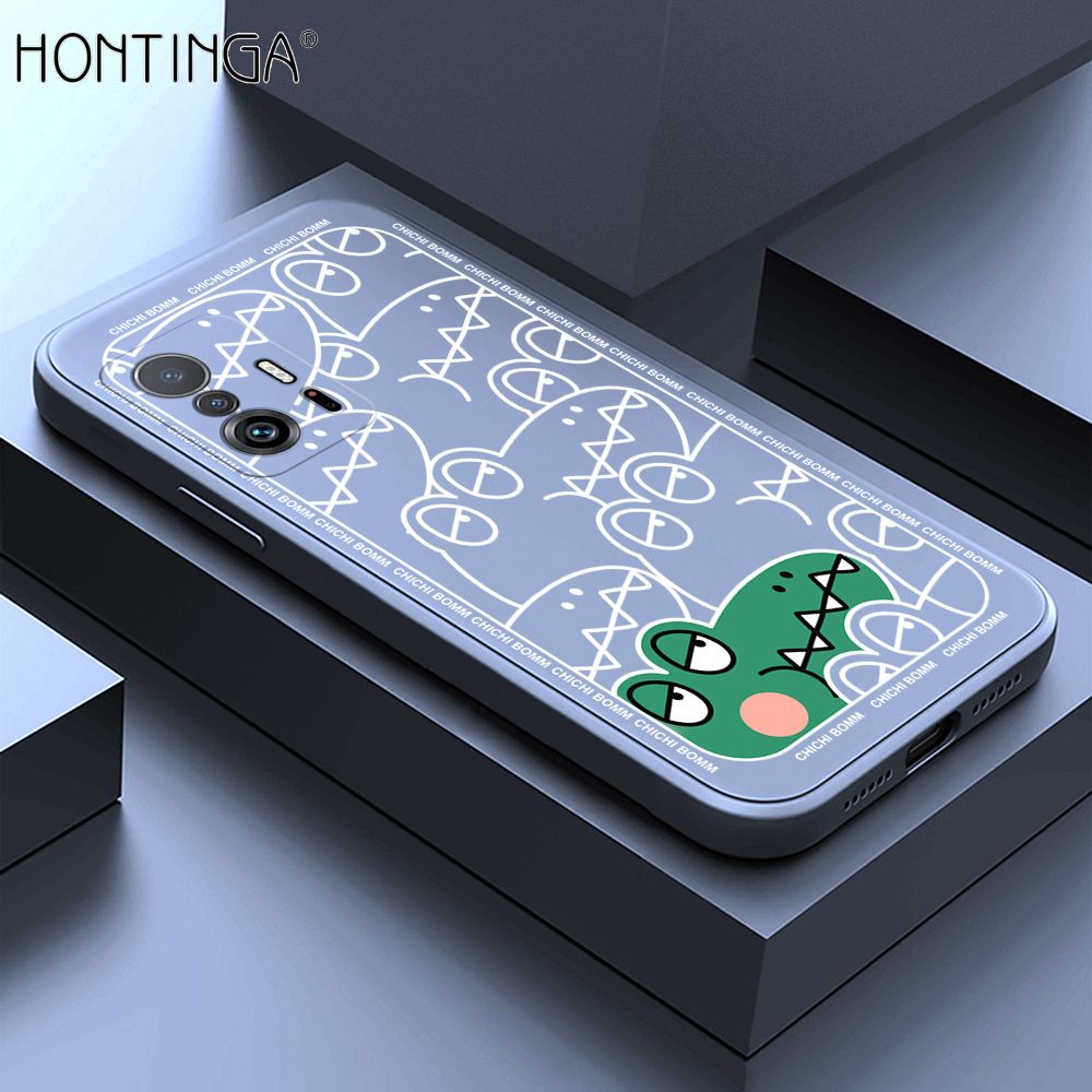 Hontinga for Xiaomi 11T / 11T Pro Case Cartoon Crocodile Alligator Phone Case Phone Case Soft Square Edge Silicone Cases Full Lens Cover Shockproof Protection Cover