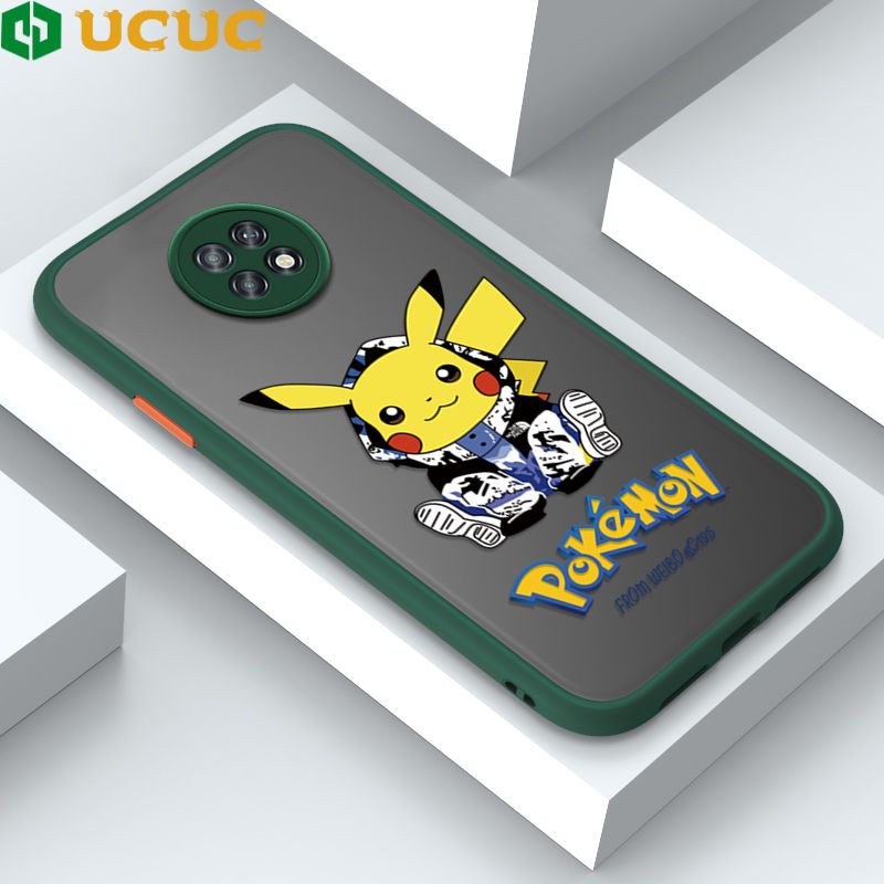 UCUC for Redmi Note 9T Back Cover Wrapped Pikachu Frosted Transparent Hard Phone Case Thin Shockproof Full Cover Camera Protect Case