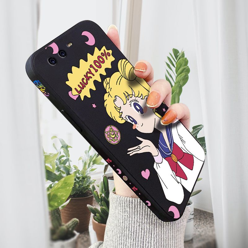 AMORVOR for Huawei P10 Back Cover Anime Super Sailor Moon Side design Soft Case Liquid Silicone Phone Cases