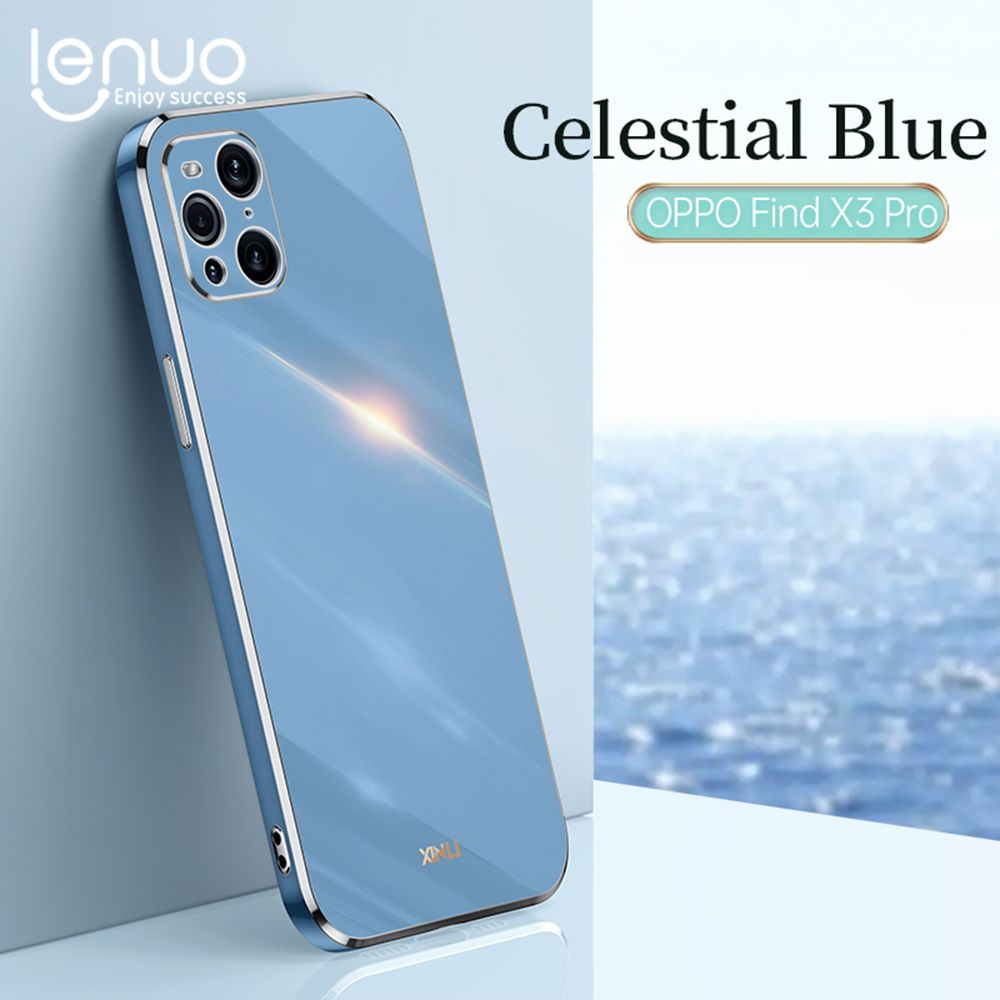Luxury 6D Plating Soft Casing Silicone Square Frame Phone Case For OPPO Find X3 / X3 Pro Phone Case Shiny Bling Back Cover Coque